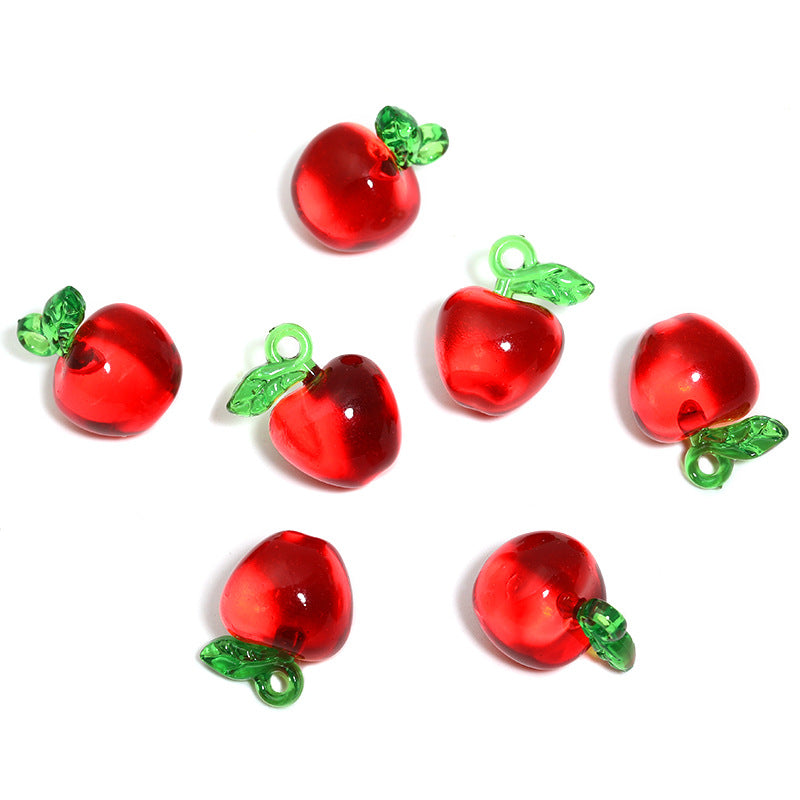 Wholesale  10pcs/pack DIY resin accessories three-dimensional transparent color cherry strawberry pendant with hole keychain bag Jewelry pendant